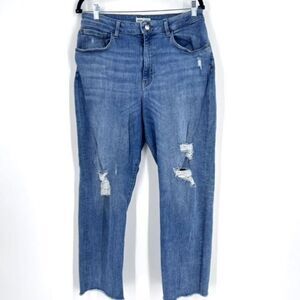 Warp + Weft Los Feilz Women's Distressed Jeans High Rise‎ Relaxed Straight 32x28